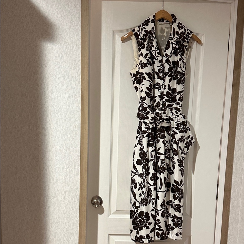 dressbarn Brown and White Floral Midi Dress